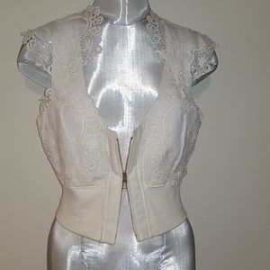 Creme embellished vest